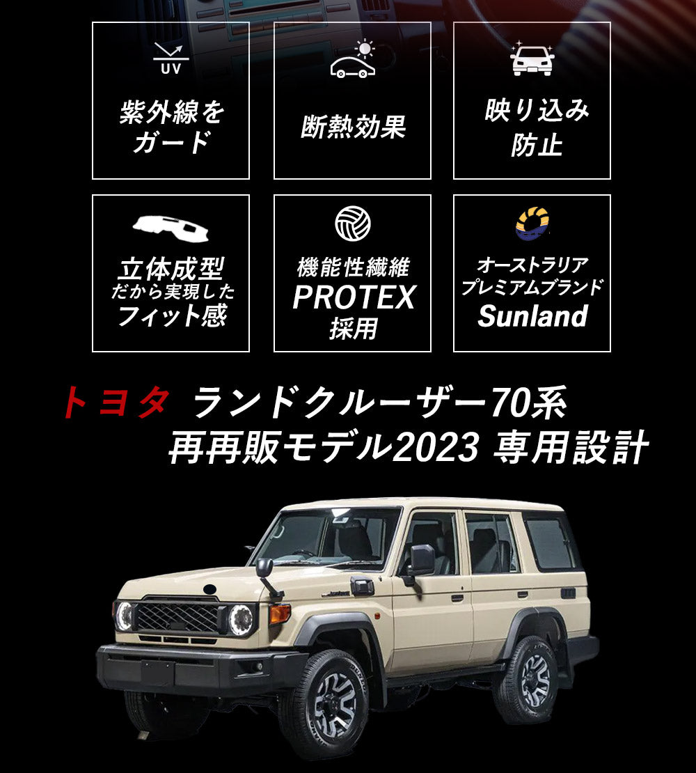 TOYOTA Land Cruiser 70系 再再販モデル2023 専用 Sunland ダッシュボードマット グレー ランクル トヨタ  ランドクルーザー ダッシュマット