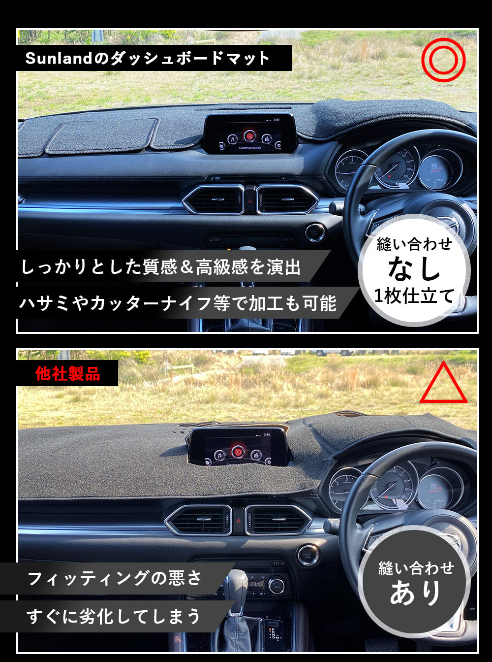 三菱 MITSUBISHI アウトランダーPHEV HUD装着車向け 専用 Sunland ダッシュボードマット – Dashmats LONG  AUTUMN